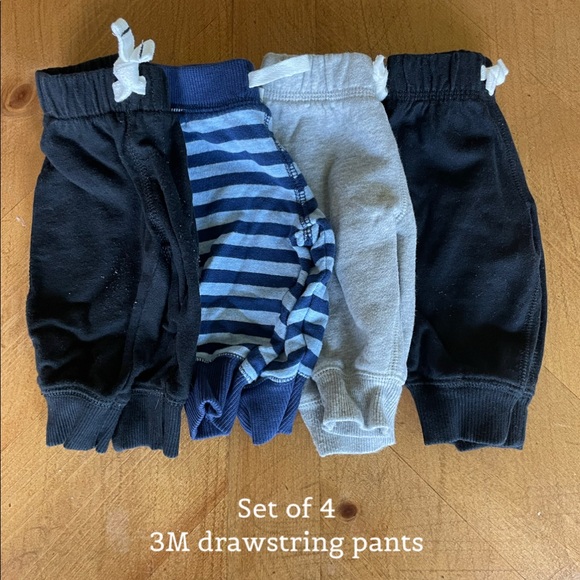 SET OF 4 - BABY DRAWSTRING PANTS - 3MO/ASSORTED COLORS - Picture 1 of 1